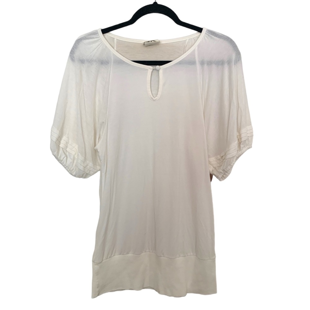 Mynt white shortsleeve stretchy blouse XS